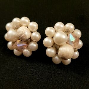 Vintage Pearl Cluster Earrings